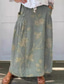 abordables Jupes graphiques-Jupe Femme Jupe Maxi Jupe Décontractée Jupe Maxi Taille Haute Imprimé Floral Lin Micro-élastique Rue Jaune Bleu Vert Bleu Pâle Été Polyester Lin