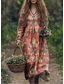 preiswerte Boho Kleider-Damen Maxikleid Sommerkleid Faltenkleid Urlaub Lässig Boho Ausgehen Strand Standard Passform Grafik Paisley-Muster Langarm V Ausschnitt Dunkelgrün Schwarz Rote Blau Sommer Frühling
