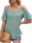 cheap Women&#039;s Plain Tops-Women&#039;s Shirt Blouse Solid Color Stylish Casual Short Sleeve Strap Regular Tops Daily Eyelet Sage Green Black White Pink Sky Blue Summer