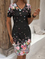 cheap Print Floral Dresses-Women&#039;s Mini Dress Summer Dress Boho Dress Fashion Modern Daily Beach Weekend Regular Fit Floral Short Sleeve V Neck Black Pink Red Navy Blue Summer