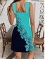 preiswerte Blumenkleider-Damen Minikleid Sommerkleid A Linie Kleid Halterkleid Urlaub Lässig Ausgehen Normale Passform Blumen Grafik Ärmellos V Ausschnitt Schwarz Weiß Blau Grün Sommer