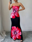 abordables Robes fleuries élégantes-Femmes Robe Longue Maxi Robe Robe de Bal Moulant Robe d'été Élégant Mode Soirée Fête Date Coupe régulière Fleur Sans manches Sans bretelles Bleu Rouge Été Printemps