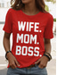 cheap Humor&amp;Quotes tee-Women&#039;s T Shirt Graphic Letter Stylish Casual Short Sleeve Round Neck Regular Tops Daily Weekend Print Black Red Blue Purple Summer Spring Teasing husband