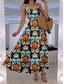 preiswerte Blumenkleider-Damen Maxikleid A Linie Kleid Unterkleid Urlaub Lässig Boho Outdoor Ausgehen Normale Passform Grafik Tropisch Ärmellos V Ausschnitt Braun Sommer Frühling