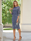 cheap Tea Length-Beaded Lace Mother of the Bride Dress Elegant Simple Sparkle Cowl Neck Funnel Neck Tea Length Chiffon  3/4 Length Sleeve With Sequins