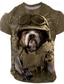 cheap Animal Print T shirts-Combat Sam VINCENT HIE Men&#039;s T Shirt Short Sleeve T shirt 3D Print Crew Neck Shirt Exaggerated Designer Party Street Casual Green Summer Spring All Seasons Clothing Apparel