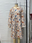 tanie Sukienki kwiatowe na co dzień-Damskie Sukienka mini Codzienne sukienki Sukienka w kwiatki Letnie sukienki Elegancja Moda Latarnia rękawem Na zewnątrz Święto Randka Regularny Kwiat Bez rękawów Półgolf Morelowy Lato Wiosna
