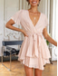 billige Enkel kjole-Kvinners Boho Kjole Vestlig Kjole Vintage Mini Kjole A-Linjekjole Volangkjole Uformell Utendørs Går Ut Strand Vanlig Passform Enfarge Grafik Korte Ermer V-Hals Svart Hvit Pink Grønn Sommer