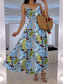 preiswerte Boho Kleider-Damen Maxikleid A Linie Kleid Unterkleid Urlaub Lässig Outdoor Ausgehen Normale Passform Grafik Stammes Ärmellos V Ausschnitt Blau Orange Grün Sommer Frühling