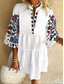 cheap Vacation Dresses-Women&#039;s Mini Dress Casual Dress Floral Dress Summer Dress Fashion Modern Daily Beach Weekend Regular Fit Floral 3/4 Length Sleeve V Neck Black White Yellow Red Summer