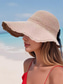 preiswerte Hüte für Damen-Faltbarer Stroh-Sonnenhut für Damen mit breiter Krempe und schwarzer Schleife – eleganter UV-Schutzhut für den Strandurlaub, Sommerreisen und Outdoor-Aktivitäten