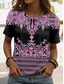 cheap Floral tee-Women&#039;s T Shirt Floral Graphic Paisley Casual Short Sleeve Crew Neck Regular Tops Daily Print Yellow Pink Blue Green Summer