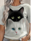 cheap Animals tee-Women&#039;s T Shirt Graphic Animal Cat Vintage Stylish Classic Short Sleeve Crew Neck Round Neck Regular Tops Daily Print Gray Summer