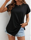 cheap Plain tee-Women&#039;s T Shirt Solid Color Plain Fashion Classic Casual Short Sleeve Crew Neck Regular Tops Daily Weekend Asymmetrical Black White Army Green Navy Blue Summer