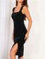 ieftine Rochie simplă-Pentru femei Rochii Midi Rochie casual Rochie de vară Rochie Slip Modă Modern Zilnic Plajă Sfârșit de săptămână Fit regulat Simplu Fără manșon Pătrat Negru Vară