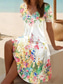 cheap Vacation Dresses-Women&#039;s Midi Dress Casual Dress Skater Dress Summer Dress Fashion Modern Daily Beach Weekend Regular Fit Floral Short Sleeve V Neck Black White Blue Purple Summer