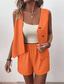 billige Blusedresser for kvinner-Dame Gatemote Daglig Bluse Shortssett Ermeløs V-hals Helfarge Dubbele Rij Knopen utendørs Feriereise Lysegrønn Mørk Marineblå Oransje Sommer Normal