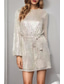 economico Abiti con paillettes-Per donna Mini Abito Abito con Paillettes Vestito da Festa Moda Feste Cocktail party Vestibilità regolare Semplice Manica Lunga Girocollo Nero Bianco Champagne Rosso Estate