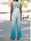 abordables Ensembles deux pièces-Ensembles de pantalons pour femmes mode de vacances quotidienne sans manches col en U graphique floral géométrique extérieur décontracté quotidien blanc bleu bleu ciel été coupe ample