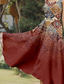 economico Abiti Boho-Per donna Abito Midi Vestito Estivo Abito a trapezio Abito a spalle scoperte Vacanza Casual Uscire Vestibilità standard Grafico Geometrico Senza Maniche Collo a U Vino Estate