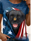 cheap Animals tee-Patriotic black lab Puppy By Vincent Hie Women&#039;s T Shirt Graphic Animal Flag Vintage Stylish Classic Short Sleeve Crew Neck Round Neck Regular Tops Daily Print Blue Summer Spring