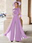 ieftine Salopetele mamei-Salopetă  Costum mamă a miresei Nuntă pe plajă Elegant Vintage Guler pentru bijuterii Lungime până la podea Chiffon Mâneci medii cu aplicații din pene și paiete 2025