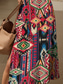 halpa Boho-mekot-Naisten Midimekko Kesämekko A linjainen mekko Loma Vapaa-aika Normaali Kuvitettu Geometrinen Vintage Lyhythihainen V kaula-aukko Viini Purppura Apila Kesä Kevät Syksy