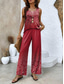 voordelige Tweedelige sets-Dames Broek Sets Vakantie Mode Dagelijks Mouwloos U-hals Bloemen Grafisch Geometrisch Casual Dagelijks Weekend Licht Groen Rood Stof Blauw Zomer Regulair Fit