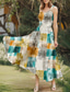 preiswerte Kunst &amp; Design Kleider-Damen Midikleid Sommerkleid A Linie Kleid Schulterfreies Kleid Urlaub Lässig Strand Outdoor Party Ausgehen Normale Passform Grafik Geometrisch Farbblock Ärmellos U-Ausschnitt Blau Sommer Frühling