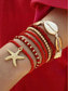 cheap Women&#039;s Bracelet-Women&#039;s Boho Shell Beaded Bracelet Set - 7-Piece Starfish Charm Stretch Bracelet in Various Colors for Summer Beach Wear and Resort Wear