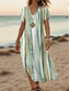 ieftine Rochii tie-dye și gradient-Pentru femei Rochii Midi Rochie de Vară Rochie A line Rochie de vară Vacanță Casual Zilnic Fit regulat Grafic Dungi Abstract Manșon scurt În V Trifoi Vară Primăvară