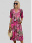 cheap Print Floral Dresses-Women&#039;s Midi Dress Summer Dress Print Dress Elegant Daily Going out Regular Fit Geometric Multicolor Short Sleeve V Neck Red Blue Purple Khaki Summer