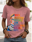 abordables T-shirt Humor &amp; Citations-Femmes T-shirt Graphique Lettre Élégant Classique Occasionnel Manche Courte Col ras du cou Hauts Réguliers Quotidien Imprimé Noir Blanche Rose Claire Bleu Violet Été Printemps