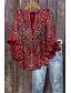 cheap Boho Tops-Women&#039;s Retro Blouse Layered Ruffle Sleeve Tops Vintage Floral Graphic Bohemia Vintage Daily 3/4 Length Sleeve Regular Tops Daily Holiday Vacation Wear Print Red Blue Beige Summer Spring Fall