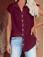 cheap Women&#039;s Plain Tops-Women&#039;s Shirt Solid Color Plain Basic Casual Short Sleeve Shirt Collar Regular Tops Daily Buttons Black White Pink Wine Summer Spring