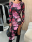 cheap Elegant Floral Dresses-Women&#039;s Midi Dress Floral Dress Summer Dress Fashion Modern Daily Date Weekend Regular Fit Flower Long Sleeve Crew Neck Black White Rose Summer