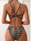billige Bikinisett-Dame Badetøy Bikini 2 stk Frekk Badedrakt Åpen rygg Tynn Ferie Strand Klær Leopard Stroppeløs Ermeløs Badedrakter