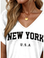 cheap Humor&amp;Quotes tee-Women&#039;s T Shirt Graphic Letter Vintage Stylish Ethnic Short Sleeve V Neck Regular Tops Daily Going out Beach Wear Print Black White Summer Spring