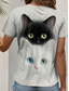 cheap Animals tee-Women&#039;s T Shirt Graphic Animal Cat Vintage Stylish Classic Short Sleeve Crew Neck Round Neck Regular Tops Daily Print Gray Summer