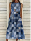 tanie Sukienka Sztuka i Design-Damskie Sukienka midi Sukienka letnia Sukienka A line Letnie sukienki Urlop Codzienny koktajl Codzienny Święto Letnia sukienka Regularny Graficzny Geometryczny Bez rękawów Półgolf Granatowy Królewski