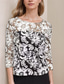 cheap Mom&#039;s Jumpsuits-Jumpsuit / Pantsuit Floral Piping Lace Mother of the Bride Dress Elegant Simple Casual Crew Neck Ankle Length Crepe Lace 3/4 Length Sleeve