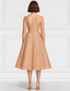 cheap Tea Length-Blue A-Line Mother of the Bride Dress Elegant Vintage Illusion Neck Ankle Length Chiffon Half Sleeve with Sequin Embroidery