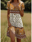 preiswerte Boho Kleider-Damen Minikleid T-Shirt-Kleid Sommerkleid Shiftkleid Urlaub Lässig Boho Party Strand Standard Passform Blumen Grafik Stammes Kurzarm Rundhalsausschnitt Gelb Rote Blau Purpur Sommer Frühling