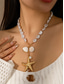 abordables Collar de mujer-Conjunto de collar bohemio de conchas y cuentas en capas para mujer: colgante turquesa estilo playa y dijes dorados para vacaciones de verano y festivales.