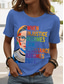 abordables T-shirt Humor &amp; Citations-Femmes T-shirt Graphique Lettre Élégant Classique Occasionnel Manche Courte Col ras du cou Hauts Réguliers Quotidien Imprimé Noir Blanche Rose Claire Bleu Violet Été Printemps