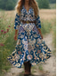levne Boho šaty-Dámské Boho šaty Západní šaty Vintage maxi šaty Sundress Záhybové šaty Dovolená Neformální Boho Vycházkové plážové Grafické Paisley Kmenové 3/4 délka rukávu V krku Černé Růžové Modré Oranžové Léto