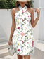 abordables Robes fleuries-Femmes Mini Robe Robe d&#039;Été Robe trapèze Robe dos nu Vacances Occasionnel Sortir Coupe régulière Fleuri Graphique Sans manches Col en V Blanche Vert Claire Rose Claire Rouge Été