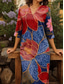 preiswerte Blumenkleider-Damen Maxikleid T-Shirt-Kleid Shiftkleid Urlaub Strand Outdoor Ausgehen Standard Passform Blumen Grafik Halbarm V Ausschnitt Rote Sommer Frühling