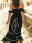 economico Abito Boho Western-Per donna Abito Lungo Maxi Abito Abito Boho Vestito Casual Abito Estivo Moda All'aperto Vacanza Feste Vestibilità regolare Geometrico Senza Maniche Senza Spalline Nero Estate Primavera