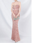 cheap Prom Dresses-Mermaid / Trumpet Prom Dresses Pink Dress Corset Dress Performance Wedding Floor Length Spaghetti Strap with Sequin